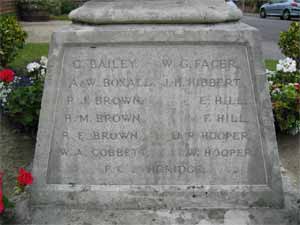 Panel One WW1 Names 